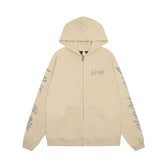 VLONE Beige Sleeve‑Print Zip‑Up Hoodie