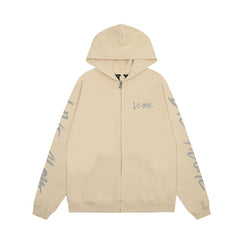 VLONE Beige Sleeve‑Print Zip‑Up Hoodie