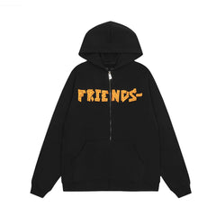 VLONE Black Front‑Print Full Zip Hoodie