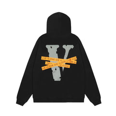 VLONE Black Front‑Print Full Zip Hoodie