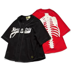 KAPITAL Japanese baseball short sleeved shirt, good morning same style embroidered cardigan, Hirata Kazuhiro style shirt, skin friendly breathable pure cotton shirt, Japanese casual bone embroidery shirt
