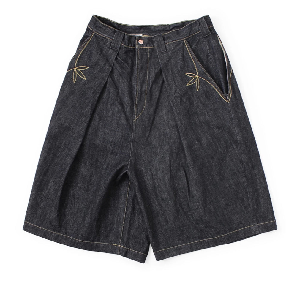 26SS KAPITAL HH Hirata and Hongri denim blue dye embroidered four pocket knee high denim pants