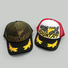 26AW KAPITAL VINTAGE Japanese Hirata Kazuhiro Printed Embroidered Mesh Breathable Splicing Baseball Hat