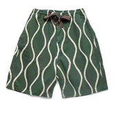 Japanese trendy workwear shorts with cotton linen water ripple design, military green mid waist straight leg casual pants