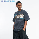 ONSEVENINE Triple-Photo Panel Graphic Tee