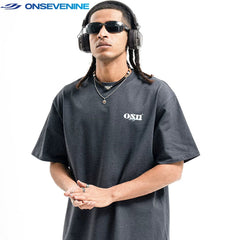 ONSEVENINE Minimalist Logo Pink Graphic Tee