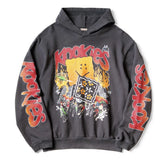 25AW KAPITAL Hirata and Hongri Vintage Cotton and Velvet Washed Water Used Fun Printed Hoodie