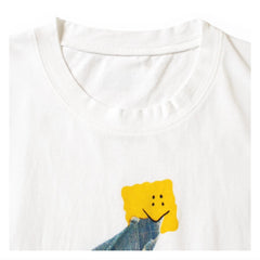 26SS KAPITAL HH Hirata and Hongri casual cotton denim smiling face print loose round neck short sleeved T