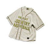 23SS KAPITAL Kazuhiro Hirata Japanese casual cotton and linen quilted letters loose-breasted short-sleeved shirt