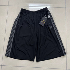 Real shot NEEDLES butterfly embroidery European and American trendy brand striped ribbon loose wide leg sports and leisure seven inch shorts