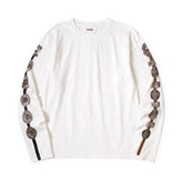 25AW KAPITAL Hirata and Hongri Leisure Tianzhu Cotton Belt Printed Round Neck Loose Long Sleeve T