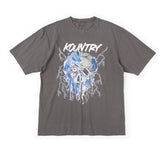 26SS KAPITAL HH Hirata and Hongri casual cotton lightning denim skull print short sleeved T-shirt