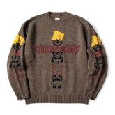 25AW KAPITAL HH Hirata and Hongri casual cashmere biscuit smiley face pattern round neck sweater
