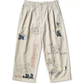 25AW KAPITAL Hirata and Hongri Retro Corduroy Washed Outdated Fun Printed Casual Pants