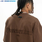ONSEVENINE Gothic Embroidered Brown Tee