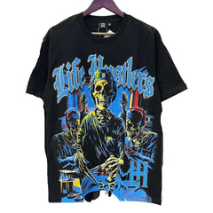 Life Hustlers Rhinestone Skull T‑Shirt