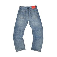 SP5DER Red Logo Light‑Wash Jeans