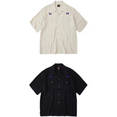 Needles Bieber's summer court style butterfly embroidery niche pocket loose short sleeved shirt