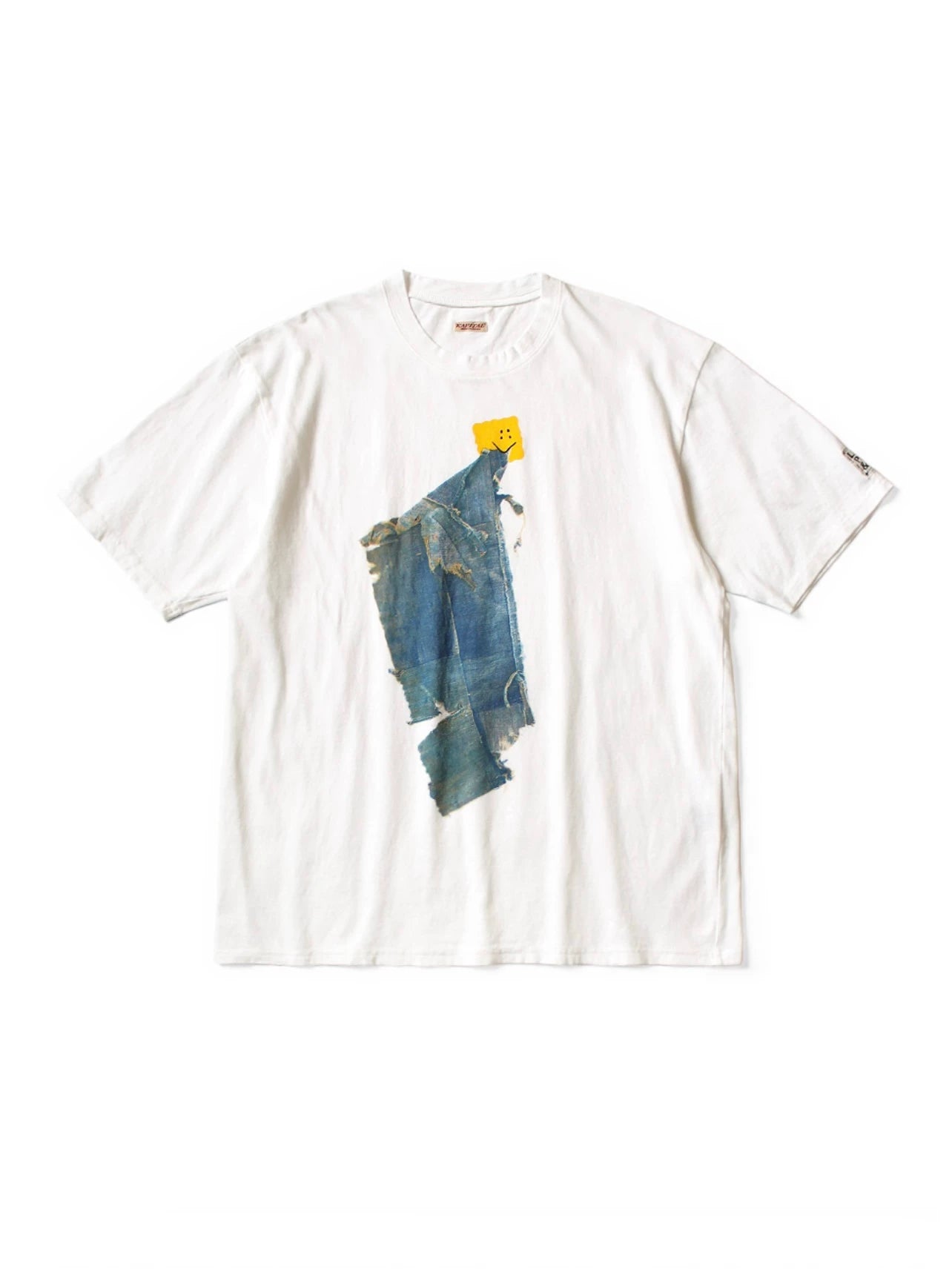 26SS KAPITAL HH Hirata and Hongri casual cotton denim smiling face print loose round neck short sleeved T