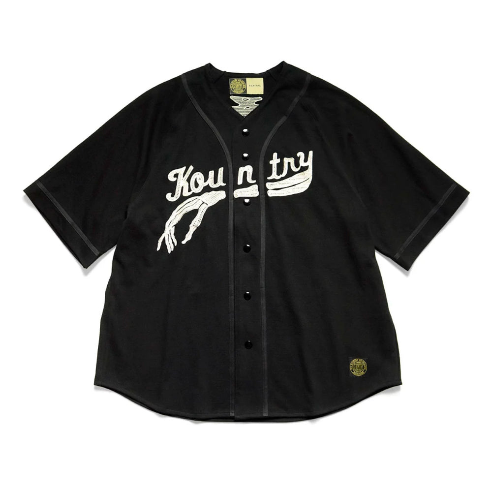 KAPITAL Japanese baseball short sleeved shirt, good morning same style embroidered cardigan, Hirata Kazuhiro style shirt, skin friendly breathable pure cotton shirt, Japanese casual bone embroidery shirt