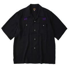 Needles Bieber's summer court style butterfly embroidery niche pocket loose short sleeved shirt