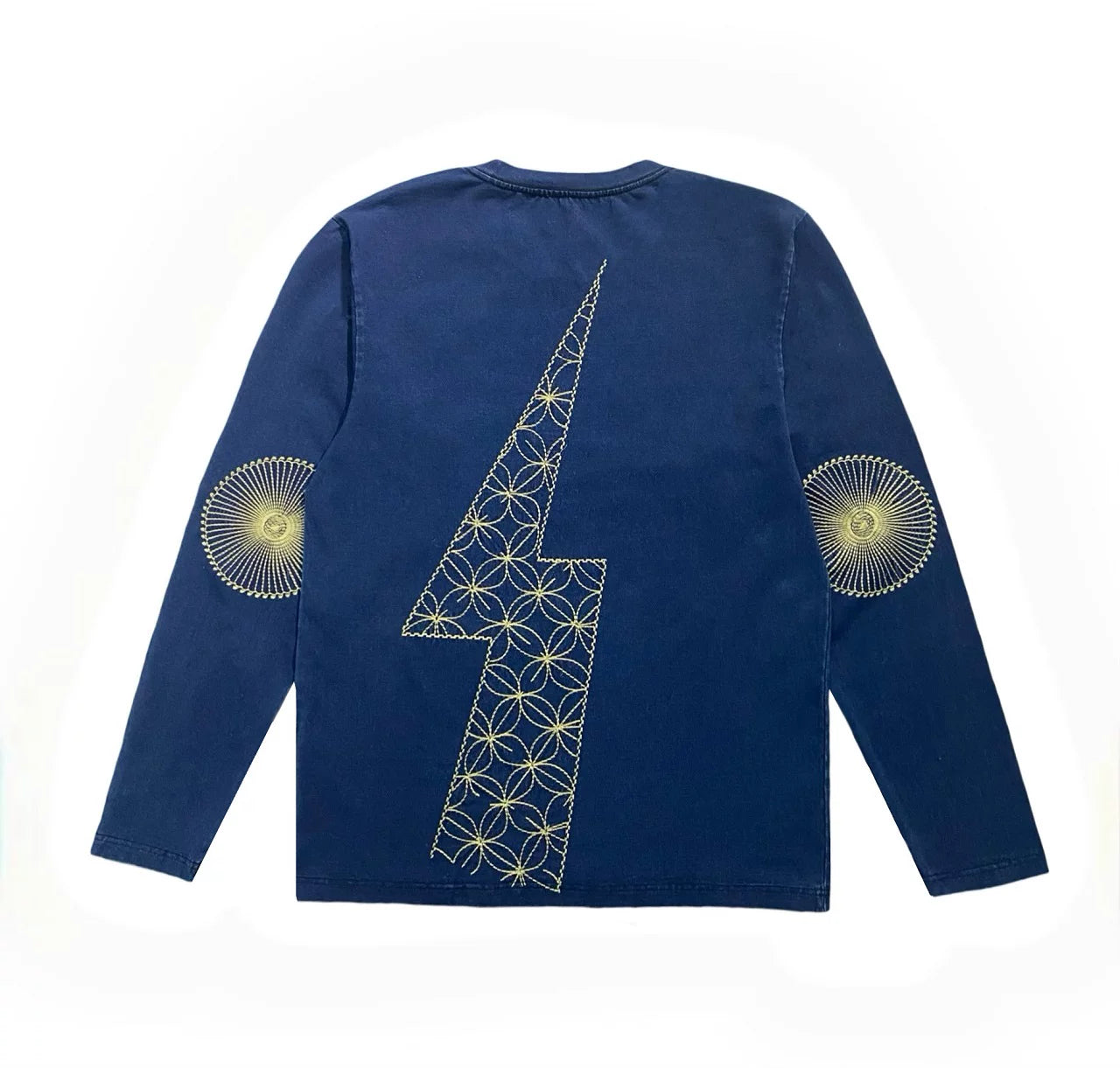 KAPITAL Hirata and Hongri Versatile Blue Dyeing Long Sleeve Lightning Retro Casual T-shirt