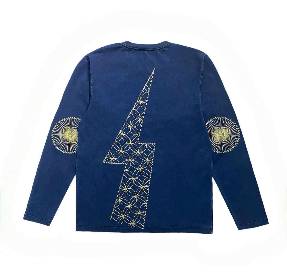 KAPITAL Hirata and Hongri Versatile Blue Dyeing Long Sleeve Lightning Retro Casual T-shirt