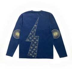 KAPITAL Hirata and Hongri Versatile Blue Dyeing Long Sleeve Lightning Retro Casual T-shirt