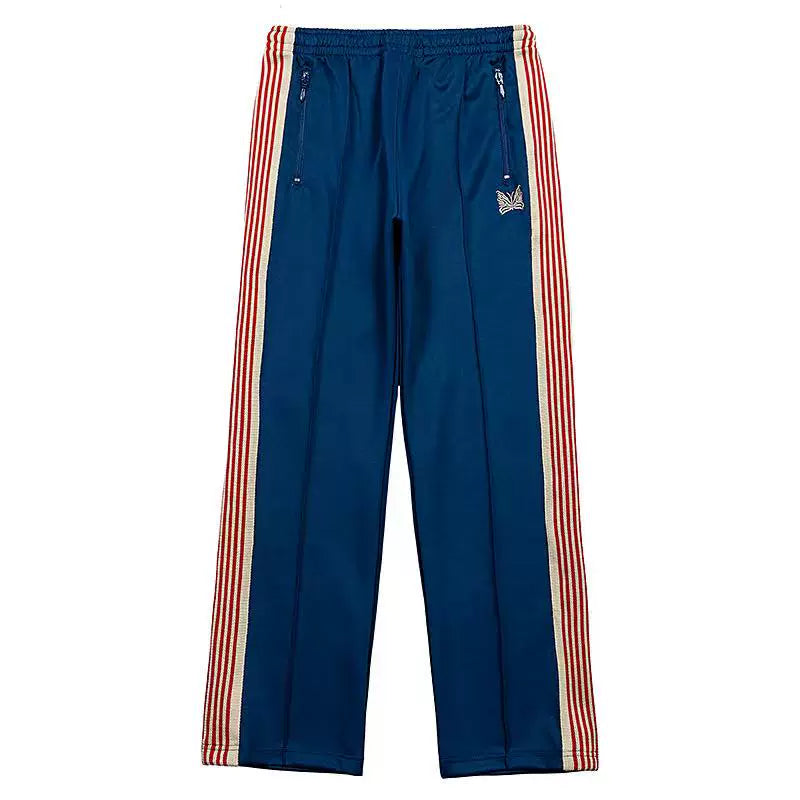 Needles track Butterfly Embroidered Ribbon Striped Buckle Japanese Trendy Loose Sport Pants Couple