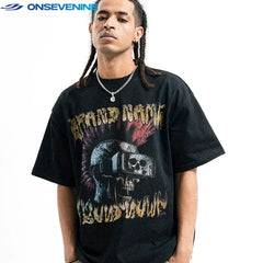 ONSEVENINE Cyber Punk Skull Graphic Tee