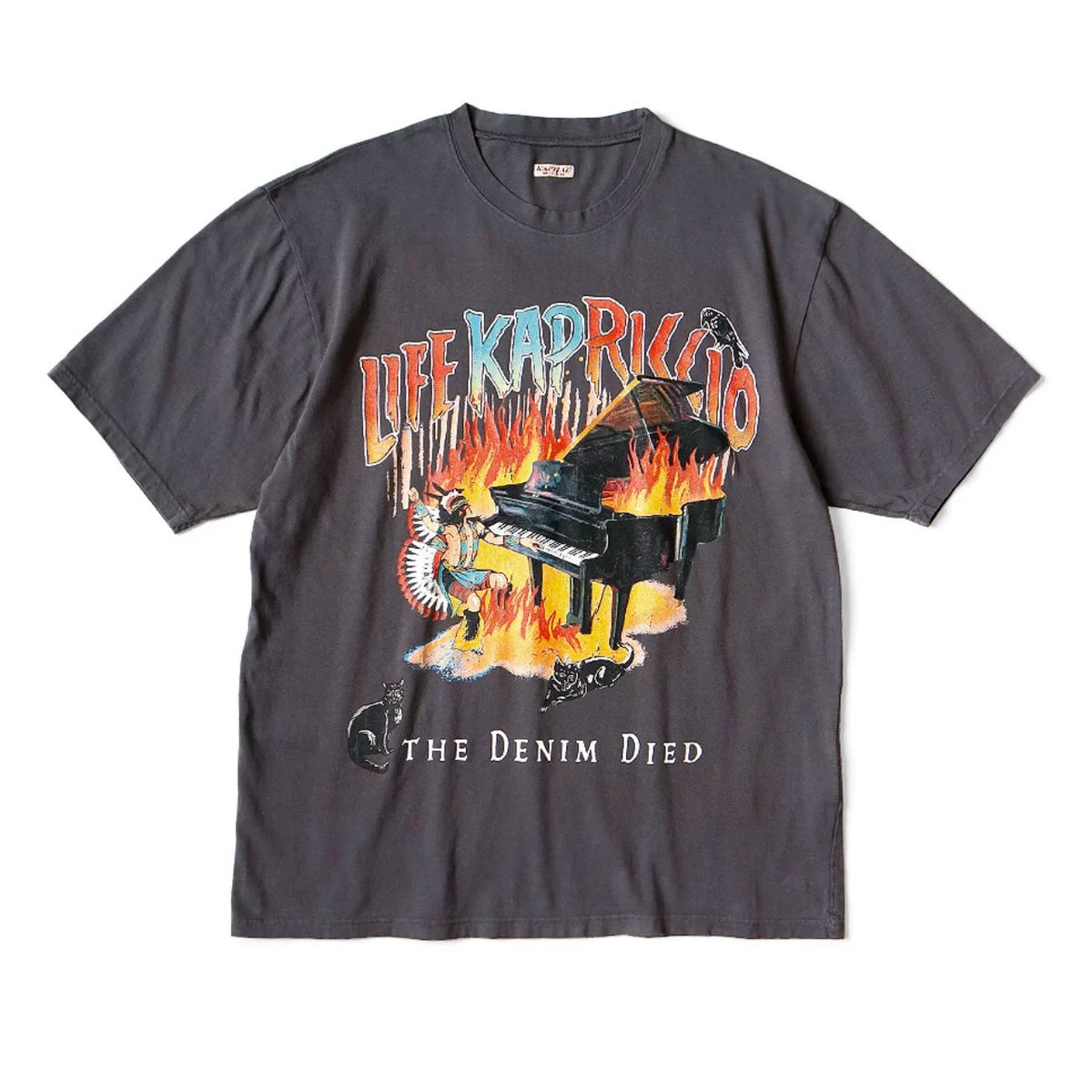 25SS KAPITAL Hirata and Hongri casual Indian piano print washed round neck short sleeved T-shirt