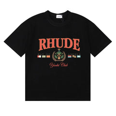 RHUDE "Bay of Angels Yacht Club" Graphic Print T-Shirt - Black