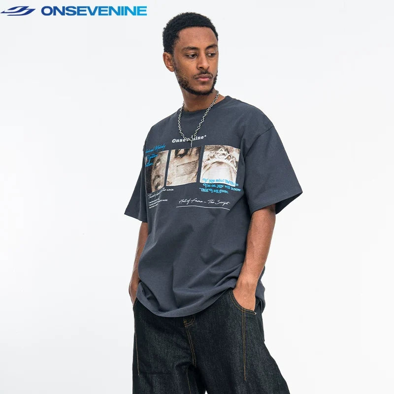 ONSEVENINE Triple-Photo Panel Graphic Tee
