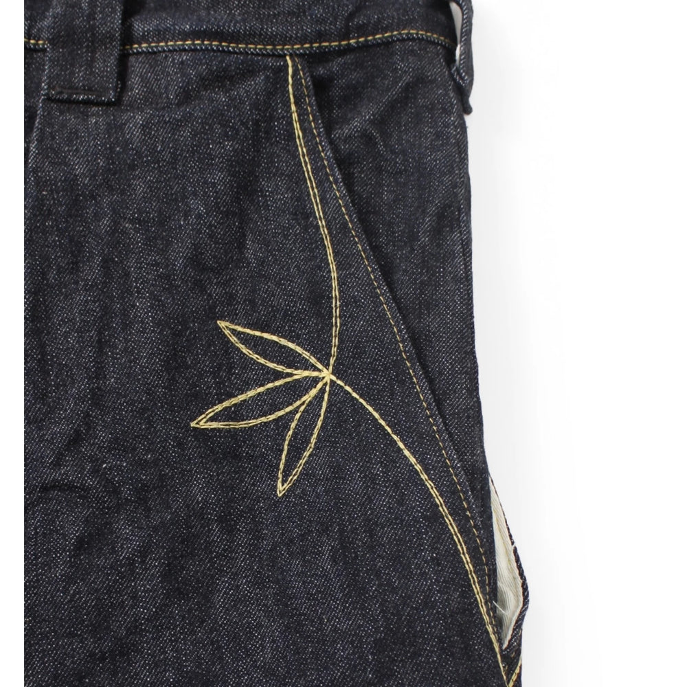 26SS KAPITAL HH Hirata and Hongri denim blue dye embroidered four pocket knee high denim pants