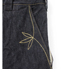 26SS KAPITAL HH Hirata and Hongri denim blue dye embroidered four pocket knee high denim pants