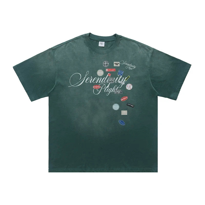 ONSEVENINE "Serendipity Plight" Patchwork Graphic Tee