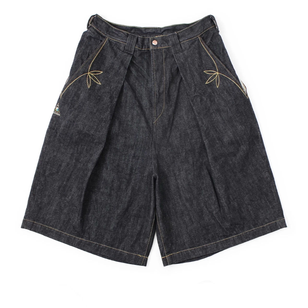 26SS KAPITAL HH Hirata and Hongri denim blue dye embroidered four pocket knee high denim pants