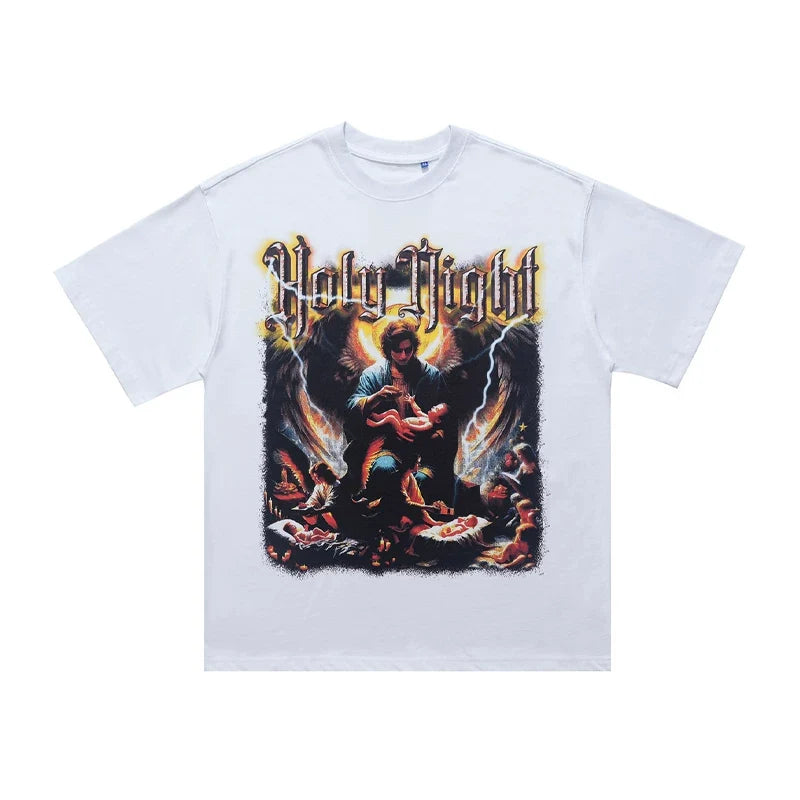 ONSEVENINE "Holy Night" White Graphic Tee