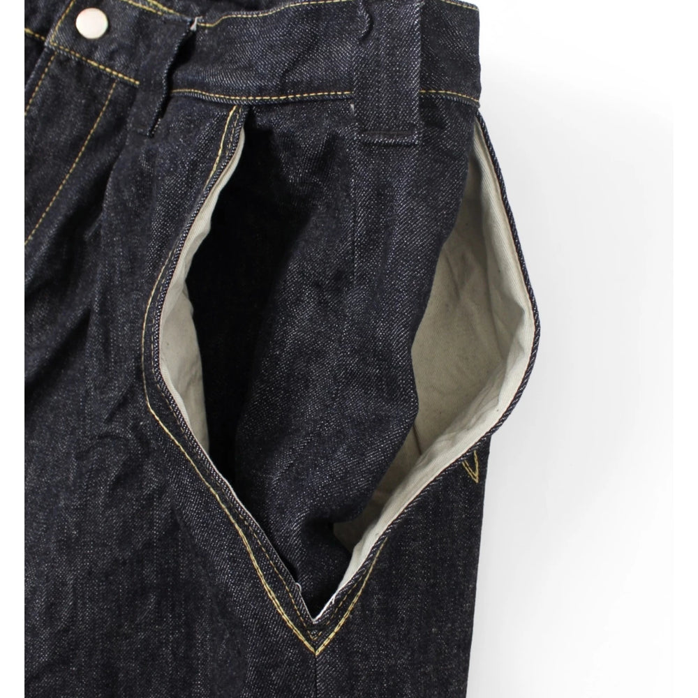 26SS KAPITAL HH Hirata and Hongri denim blue dye embroidered four pocket knee high denim pants