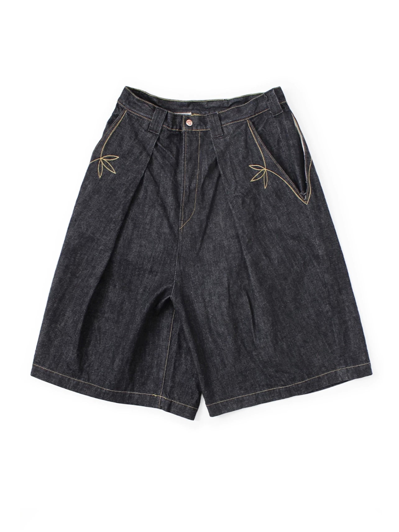 26SS KAPITAL HH Hirata and Hongri denim blue dye embroidered four pocket knee high denim pants