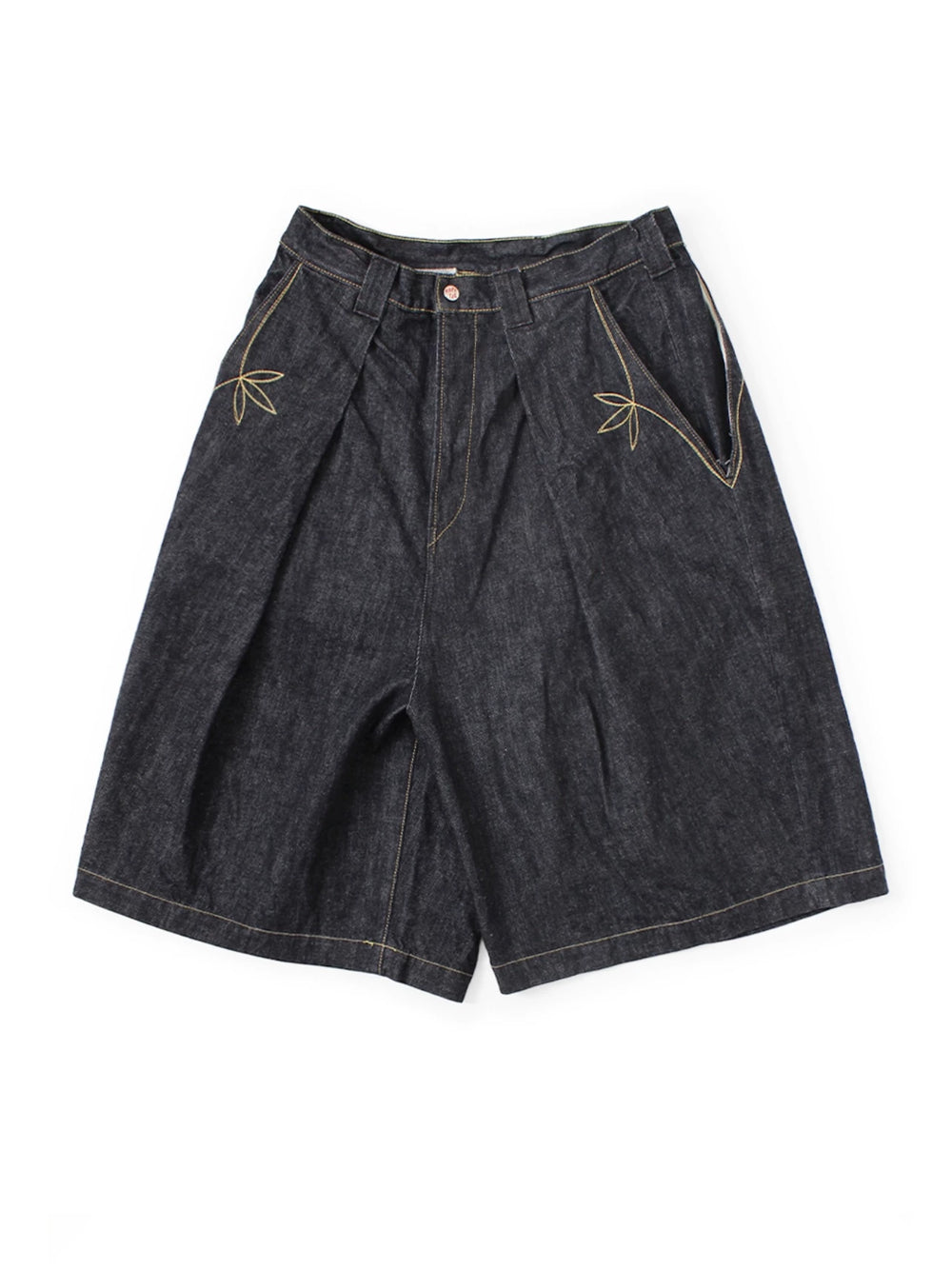 26SS KAPITAL HH Hirata and Hongri denim blue dye embroidered four pocket knee high denim pants
