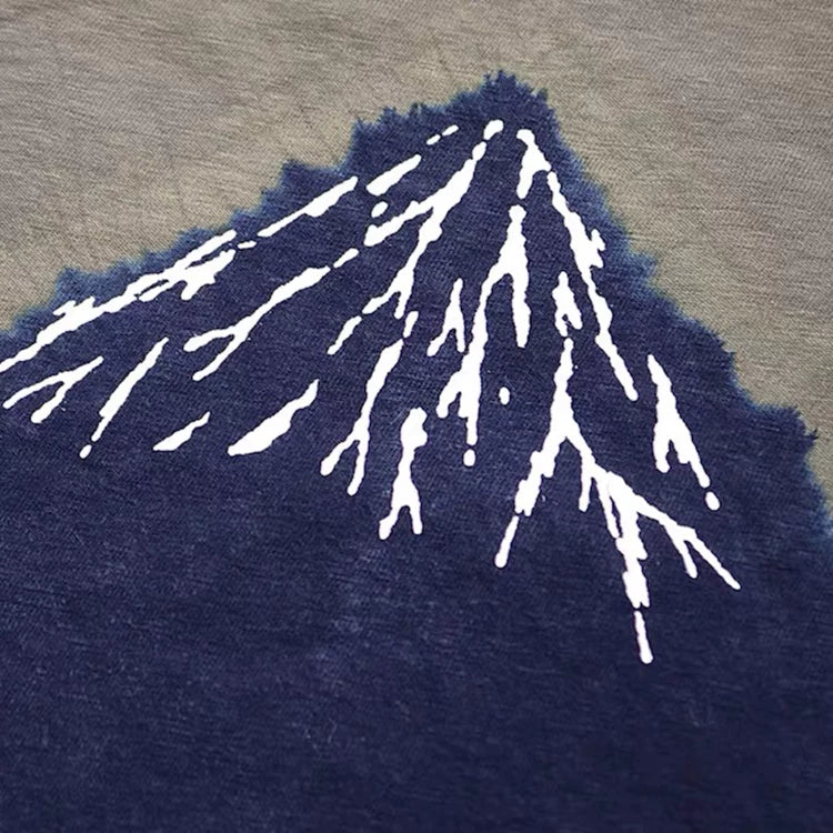 KAPITAL's new regular and macro short sleeved batik washed men's and women's Fuji Mountain printed embroidered T-shirt