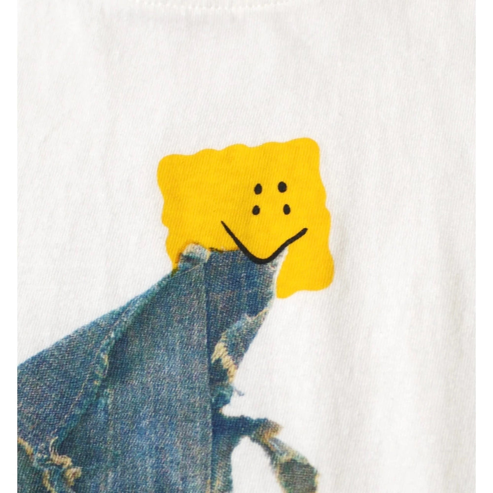 26SS KAPITAL HH Hirata and Hongri casual cotton denim smiling face print loose round neck short sleeved T