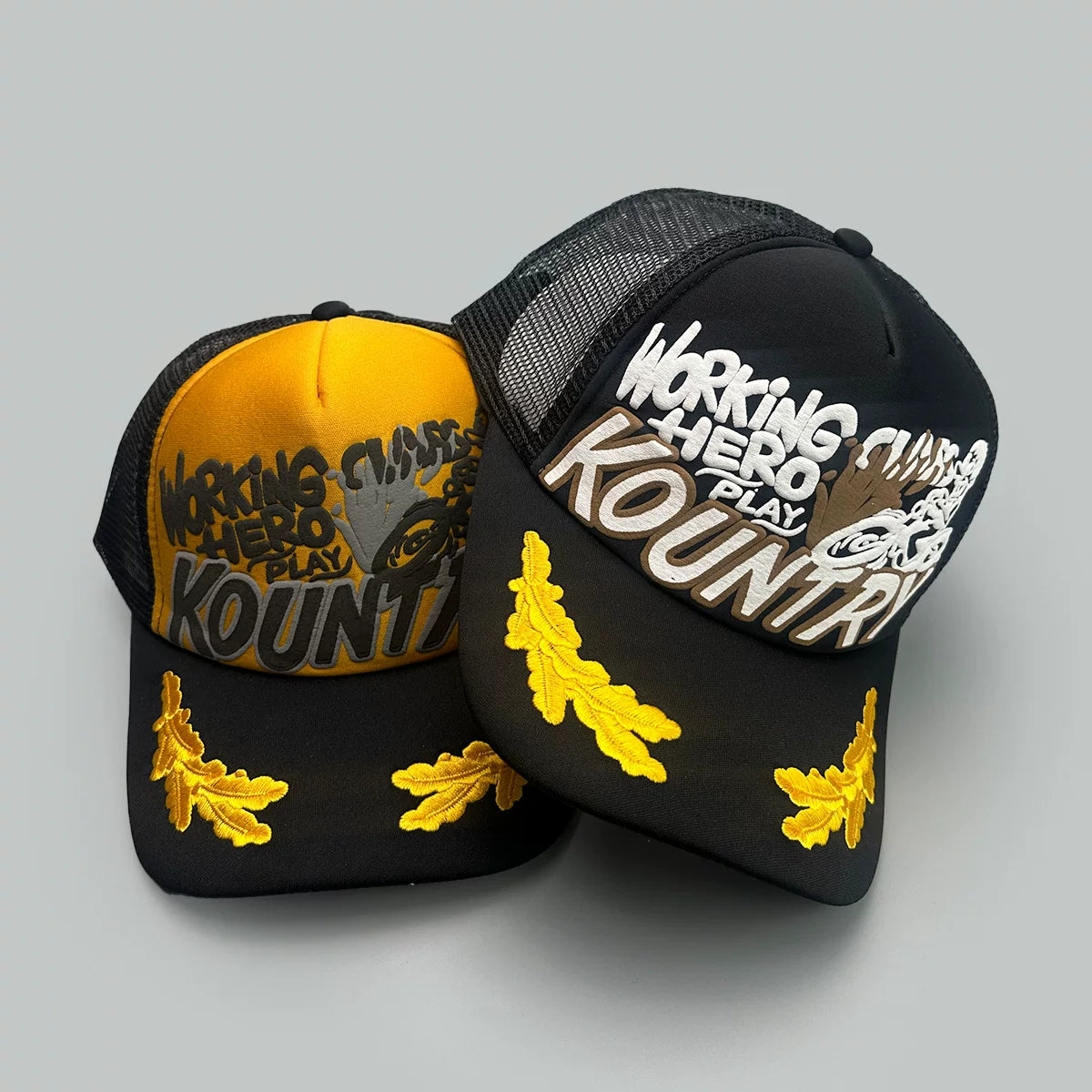 26AW KAPITAL VINTAGE Japanese Hirata Kazuhiro Printed Embroidered Mesh Breathable Splicing Baseball Hat