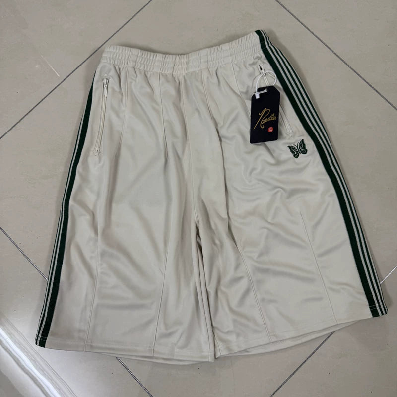 Real shot NEEDLES butterfly embroidery European and American trendy brand striped ribbon loose wide leg sports and leisure seven inch shorts