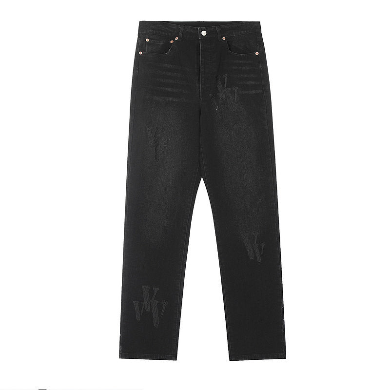 VLONE Embossed Logo Black Jeans