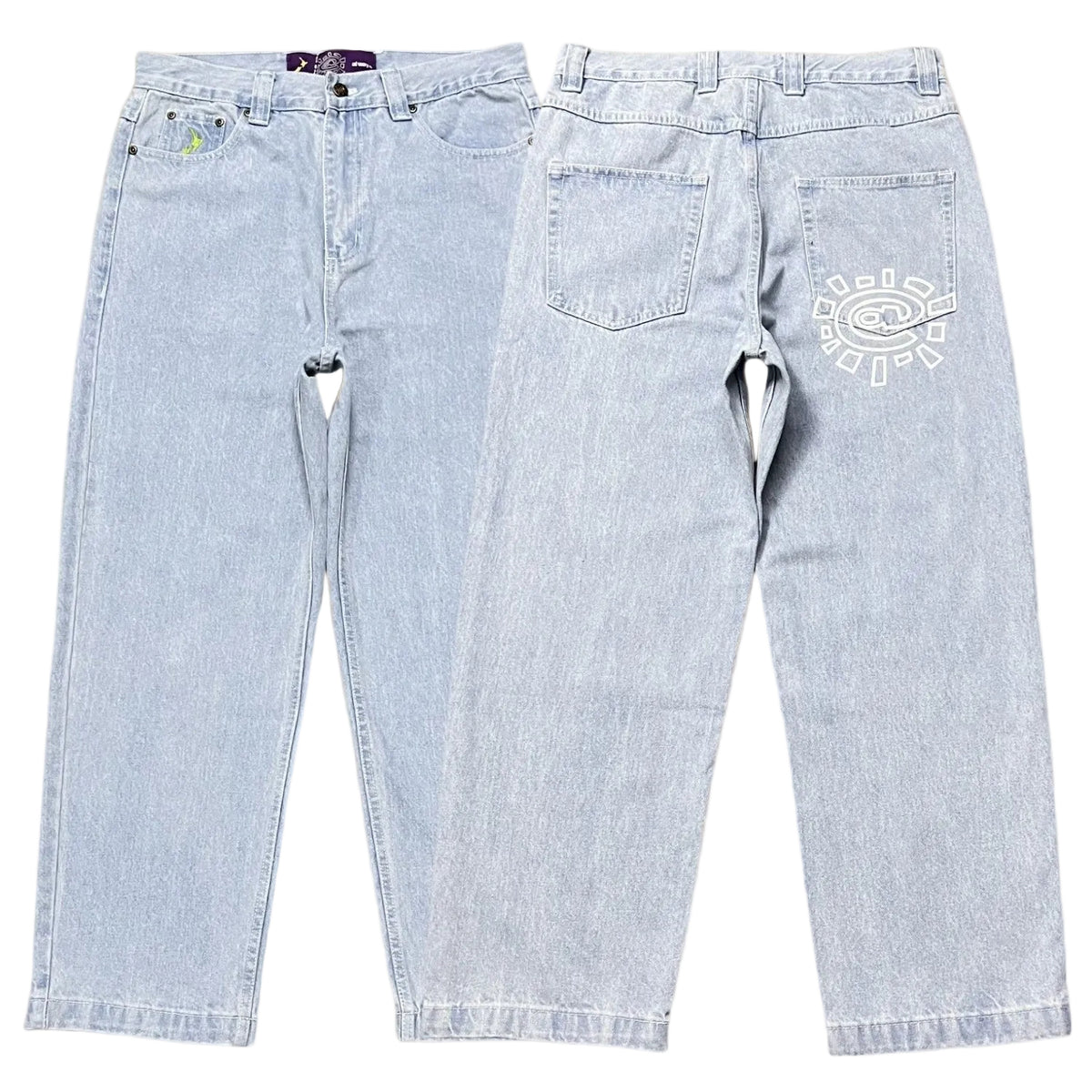 ADWYSD TALK Sun‑Logo Light Wash Jeans
