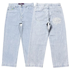 ADWYSD TALK Sun‑Logo Light Wash Jeans