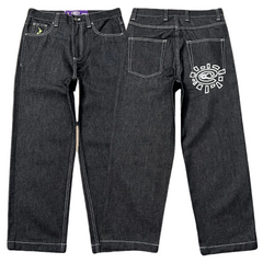 ADWYSD TALK Sun‑Logo Raw Denim