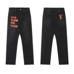 VLONE Slogan Graphic Black Jeans